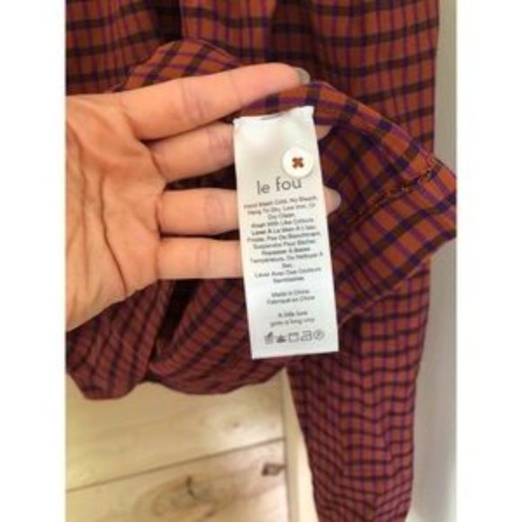 Aritzia Le Fou Wilfred Raphaelle Check Blouse - Picture 4 of 4